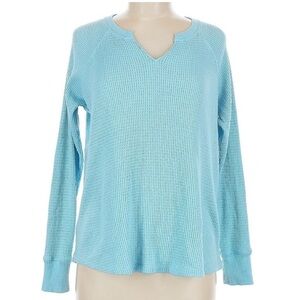 AE Long-Sleeve Waffle Plush Tee Baby Blue M NWT
